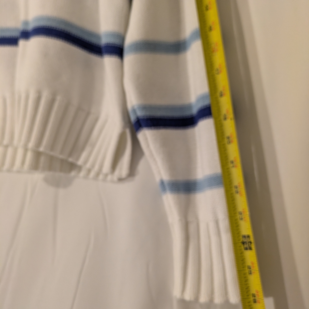 Pistola Adina Blue/White Waffle Knit Crew Neck Sweater - Picture 9 of 9